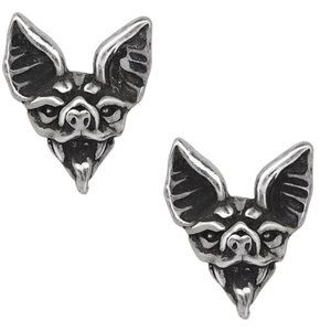 Alchemy Gothic Cauchemar Studs Bat Head Earrings Pair Surgical Steel Posts NWT